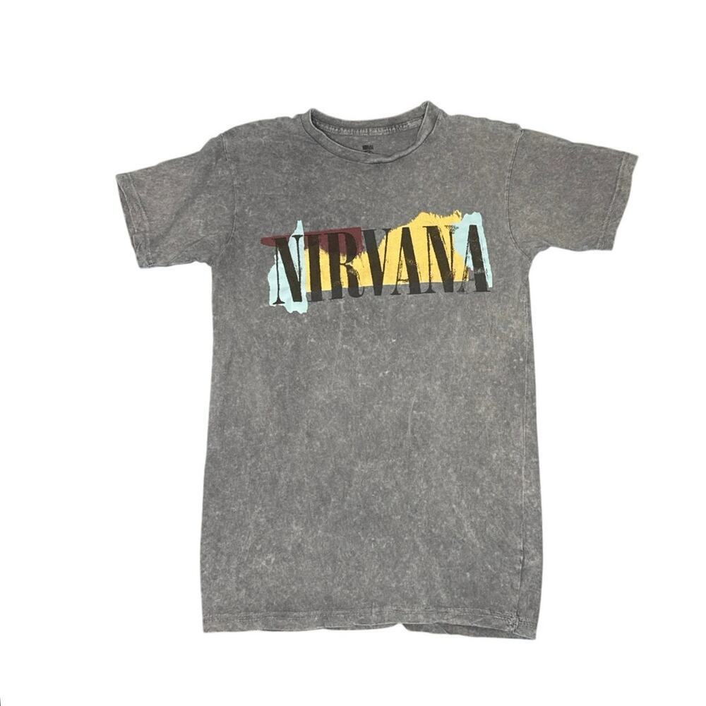 Nirvana Band T-Shirt Men’s Small Gray Acid Wash In Utero Angel - Graphic Tee